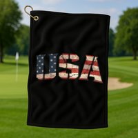 Usa Text Flag American Flag Patriotic 4th Of July Golf Towel