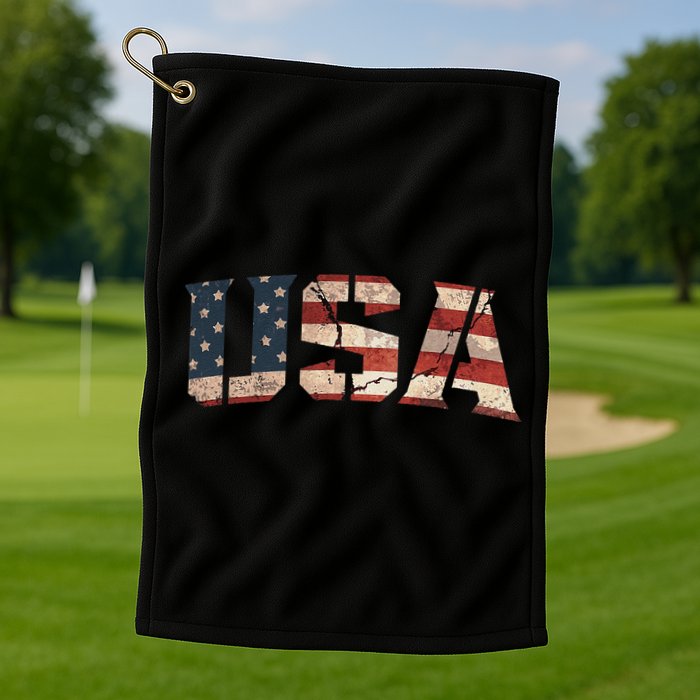 Usa Text Flag American Flag Patriotic 4th Of July Golf Towel