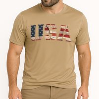Usa Text Flag American Flag Patriotic 4th Of July Cooling Performance Crew T-Shirt