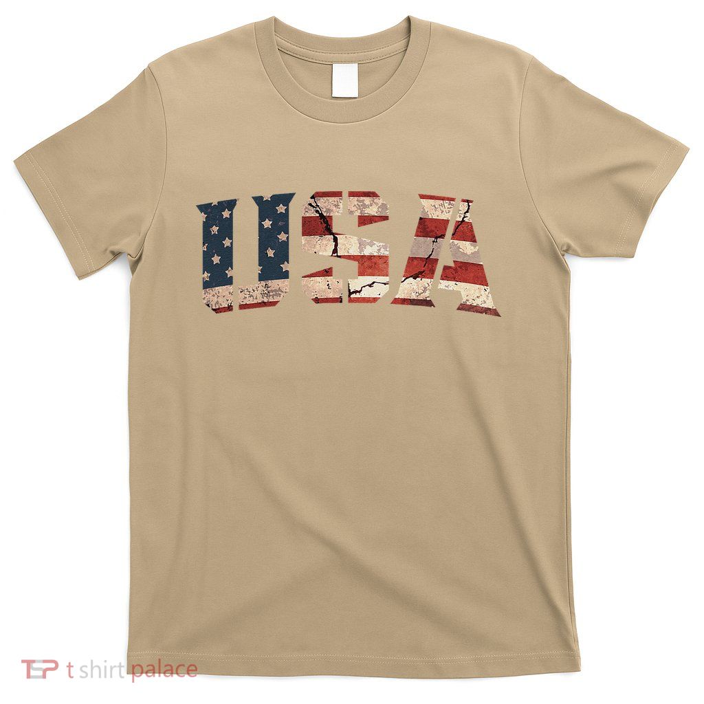 Usa Text Flag American Flag Patriotic 4th Of July T-Shirt