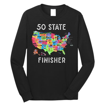USA Travel Gift Visit 50 States Map Long Sleeve Shirt