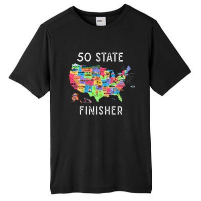 USA Travel Gift Visit 50 States Map Tall Fusion ChromaSoft Performance T-Shirt