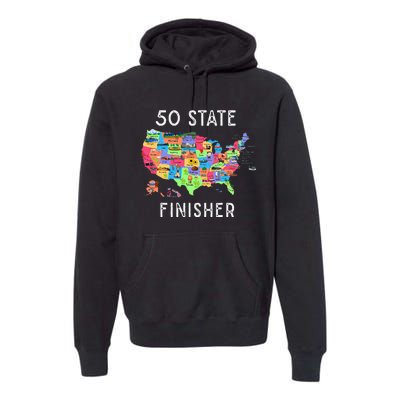 USA Travel Gift Visit 50 States Map Premium Hoodie