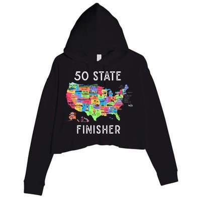 USA Travel Gift Visit 50 States Map Crop Fleece Hoodie