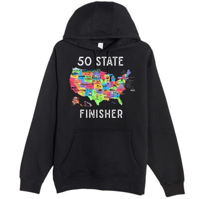 USA Travel Gift Visit 50 States Map Premium Pullover Hoodie