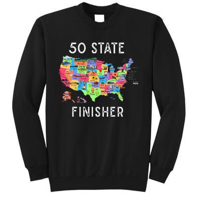 USA Travel Gift Visit 50 States Map Tall Sweatshirt