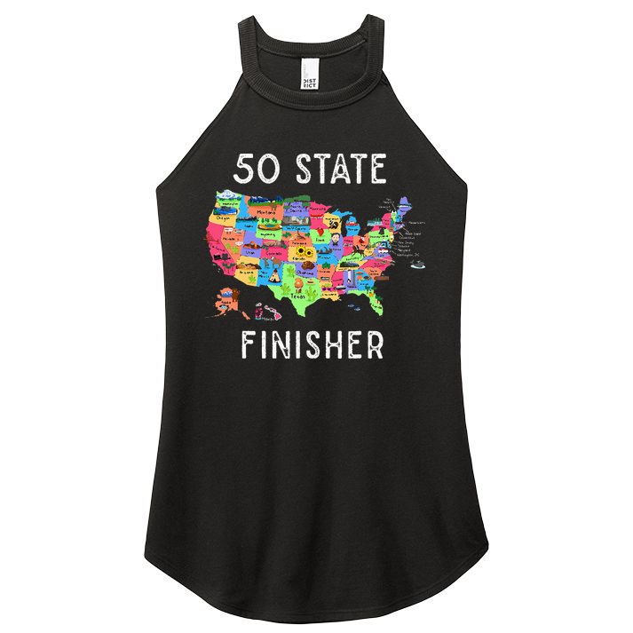 USA Travel Gift Visit 50 States Map Women's Perfect Tri Rocker Tank