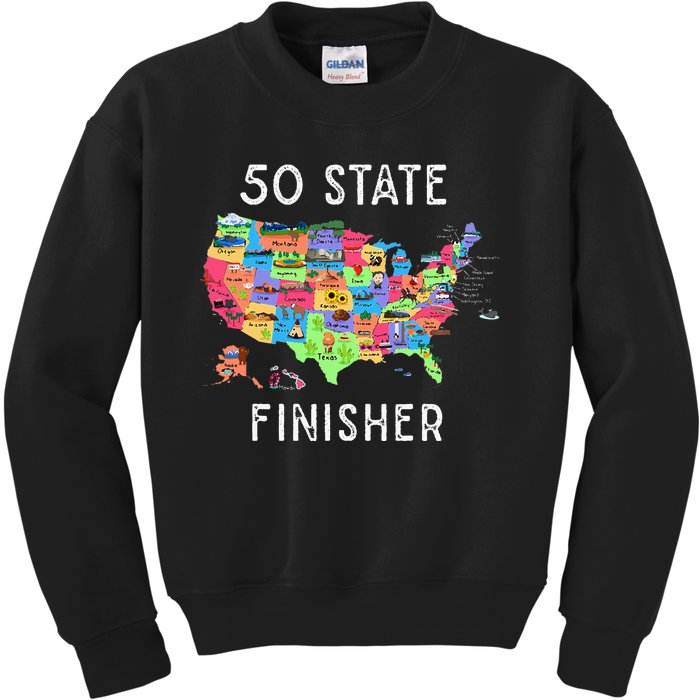 USA Travel Gift Visit 50 States Map Kids Sweatshirt