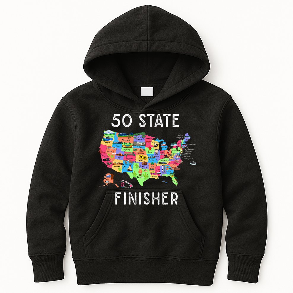 USA Travel Gift Visit 50 States Map Kids Hoodie