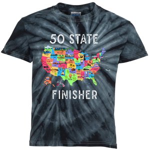 USA Travel Gift Visit 50 States Map Kids Tie-Dye T-Shirt