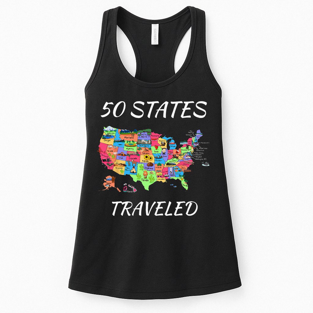 USA Travel Gift Visit 50 States Map Womens Tank Top
