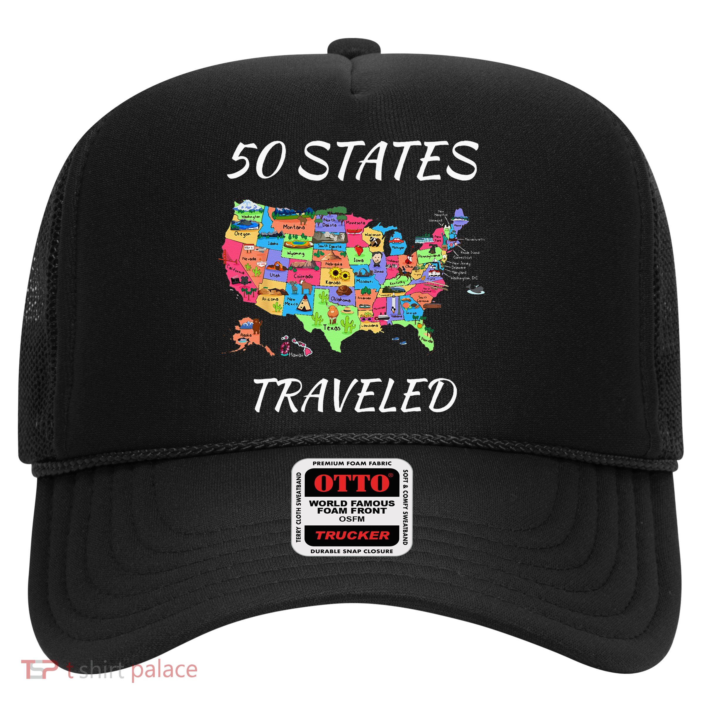 USA Travel Gift Visit 50 States Map Trucker Hat