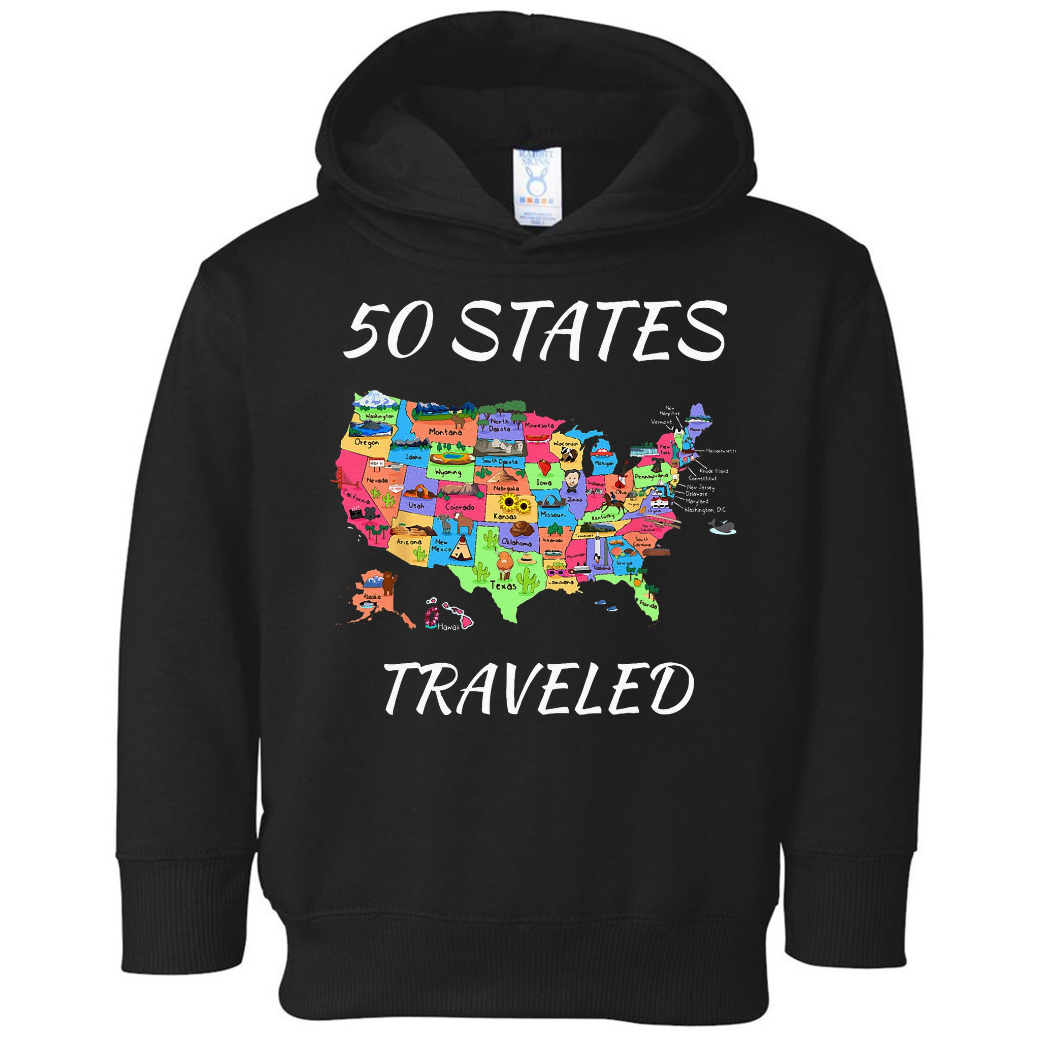 USA Travel Gift Visit 50 States Map Toddler Hoodie