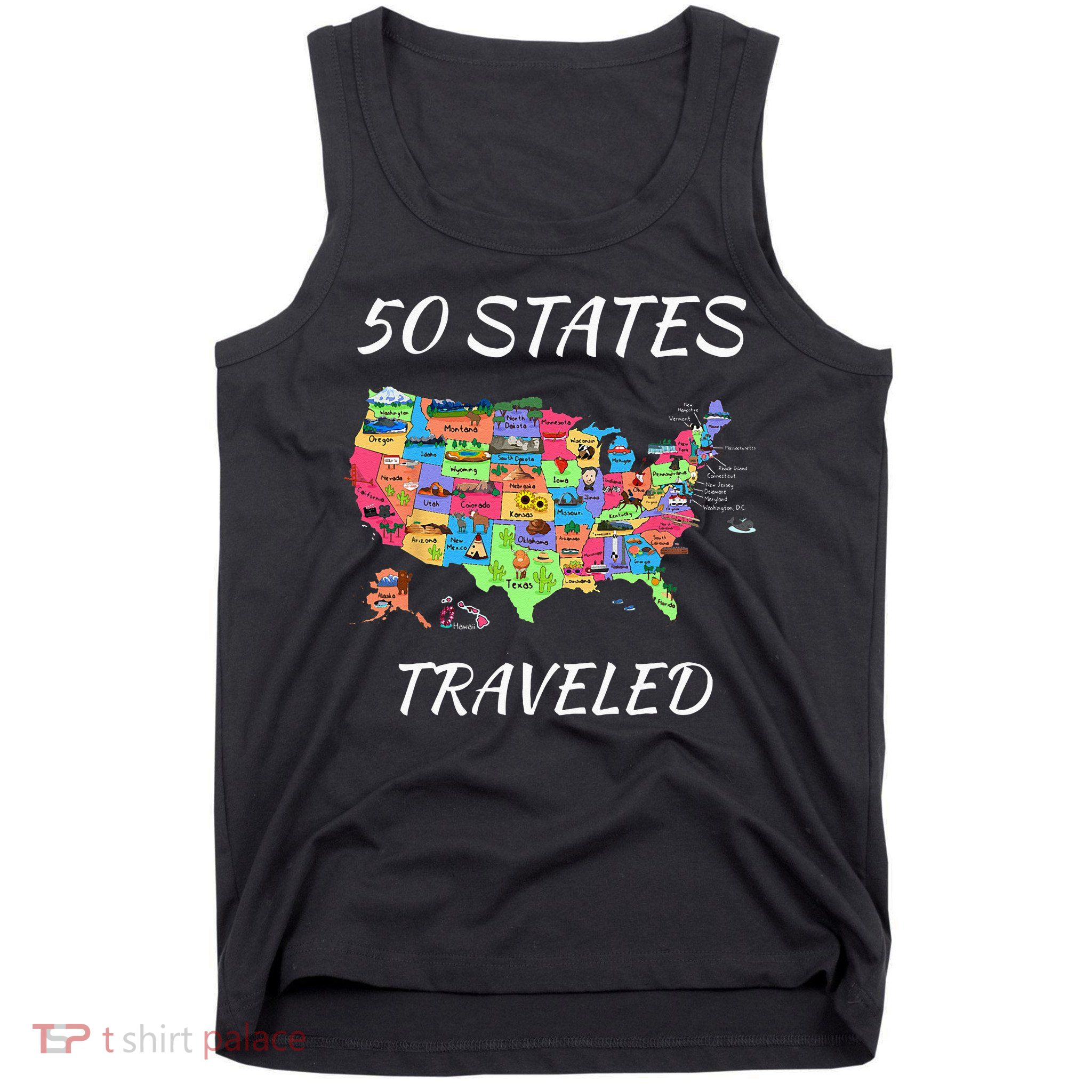 USA Travel Gift Visit 50 States Map Tank Top