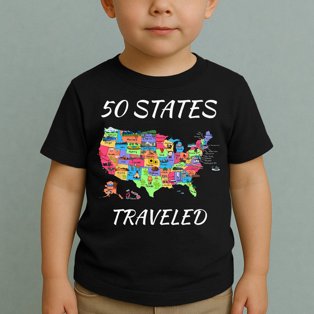 USA Travel Gift Visit 50 States Map Toddler T-Shirt
