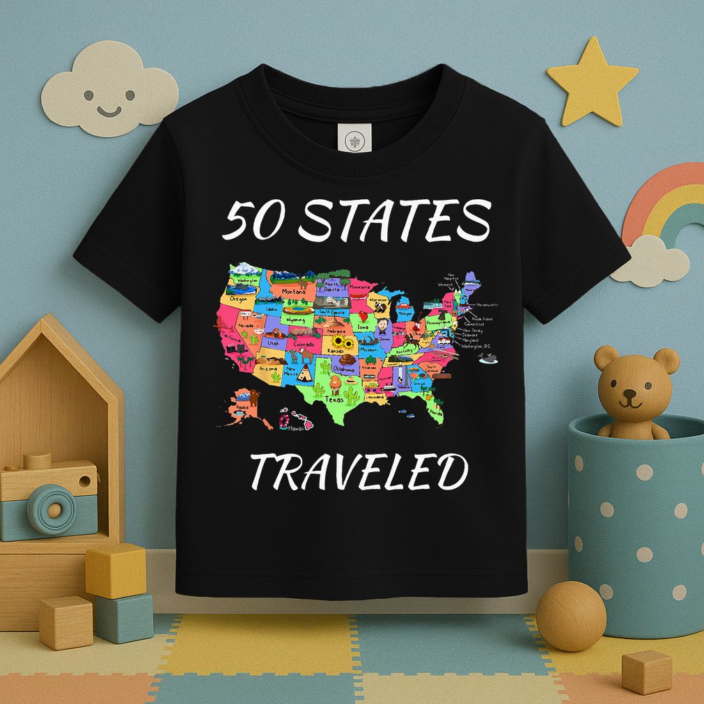 USA Travel Gift Visit 50 States Map Toddler T-Shirt