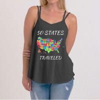 USA Travel Gift Visit 50 States Map Women's Strappy Tank