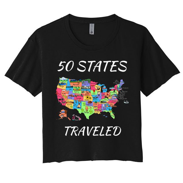 USA Travel Gift Visit 50 States Map Crop Top