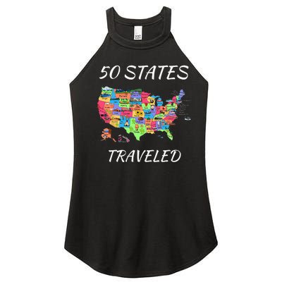 USA Travel Gift Visit 50 States Map Women’s Perfect Tri Rocker Tank