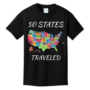 USA Travel Gift Visit 50 States Map Kids T-Shirt