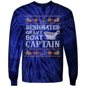 Ugly Thanksgiving Gravy Boat Captain Tie-Dye Long Sleeve Shirt