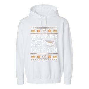 Ugly Thanksgiving Gravy Boat Captain Garment-Dyed Fleece Hoodie