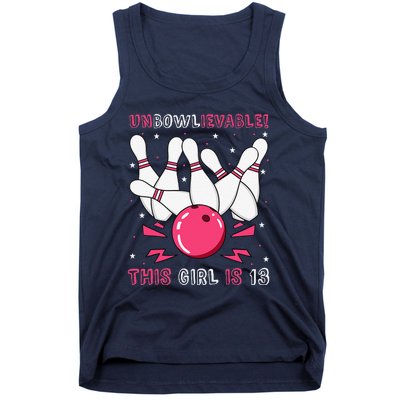 Unbowlievable! This Girl Is 13 Birthday Bowling Party 13th Tank Top