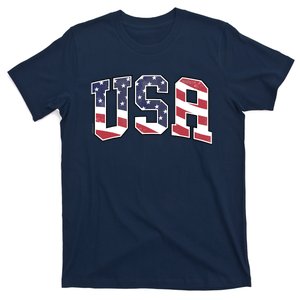 USA T Graphic Patriotic American Flag T-Shirt