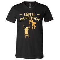 Unpeel The Happiness Fruit Lover Funny Banana V-Neck T-Shirt