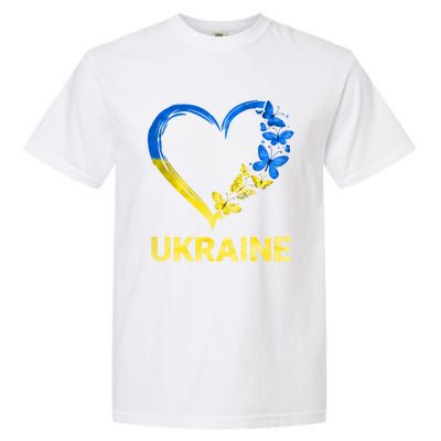 Ukraine Tee Heart Butterfly I Stand With Ukraine Flag Gift Garment-Dyed Heavyweight T-Shirt