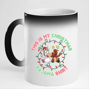 Unicorn This Is My Christmas Pajama Cute Gift 11oz Black Color Changing Mug