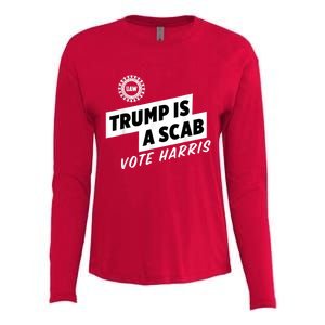 Uaw Trump Is A Scab Vote Harris Womens Cotton Relaxed Long Sleeve T-Shirt