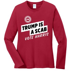 Uaw Trump Is A Scab Vote Harris Ladies Long Sleeve Shirt