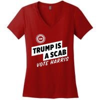 Uaw Trump Is A Scab Vote Harris Women's V-Neck T-Shirt