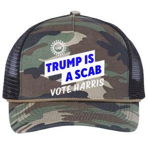 Uaw Trump Is A Scab Vote Harris Walz Retro Rope Trucker Hat Cap