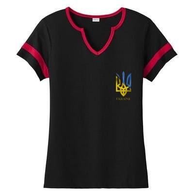 Ukraine Trident I Stand With Ukrainian Pride Support Ladies Halftime Notch Neck Tee