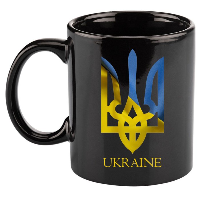 Ukraine Trident I Stand With Ukrainian Pride Support 11oz C Handle Ceramic Mug