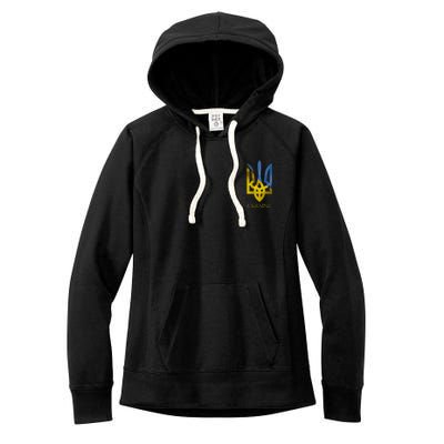 Ukraine Trident I Stand With Ukrainian Pride Support Women's Fleece Hoodie