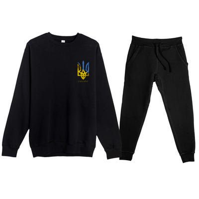 Ukraine Trident I Stand With Ukrainian Pride Support Premium Crewneck Sweatsuit Set