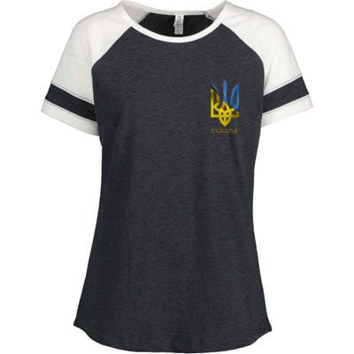 Ukraine Trident I Stand With Ukrainian Pride Support Enza Ladies Jersey Colorblock Tee