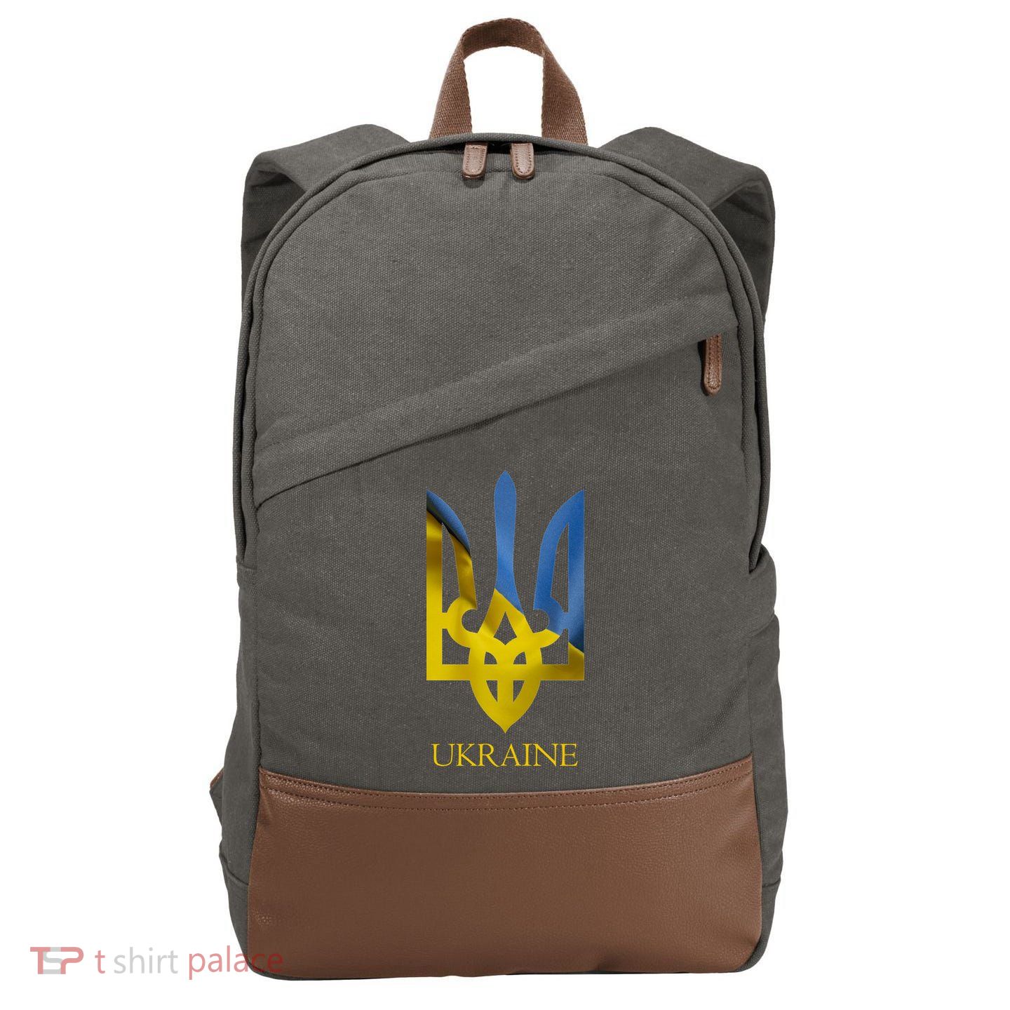 Ukraine Trident I Stand With Ukrainian Pride Support Cotton Canvas Backpack
