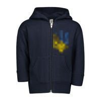 Ukraine Trident I Stand With Ukrainian Pride Support Toddler Zip Fleece Hoodie