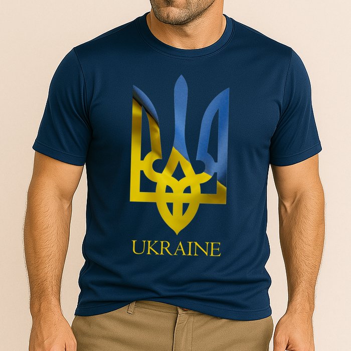 Ukraine Trident I Stand With Ukrainian Pride Support Cooling Performance Crew T-Shirt