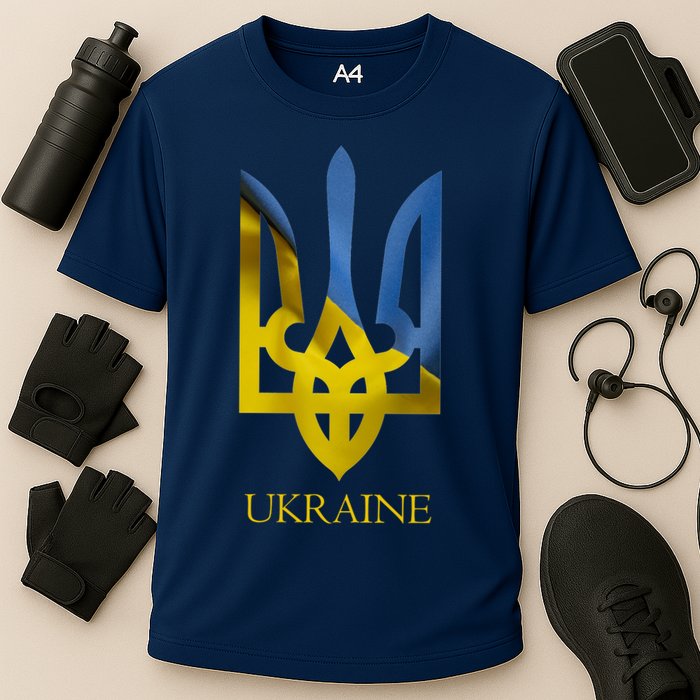 Ukraine Trident I Stand With Ukrainian Pride Support Cooling Performance Crew T-Shirt