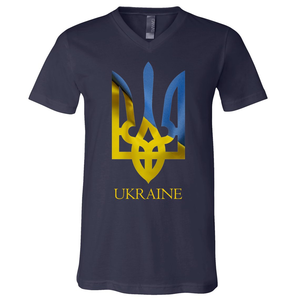 Ukraine Trident I Stand With Ukrainian Pride Support V-Neck T-Shirt