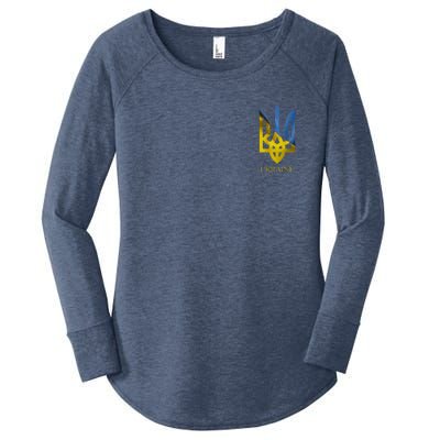 Ukraine Trident I Stand With Ukrainian Pride Support Women's Perfect Tri Tunic Long Sleeve Shirt