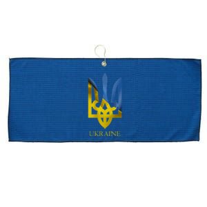 Ukraine Trident I Stand With Ukrainian Pride Support Large Microfiber Waffle Golf Towel