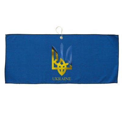 Ukraine Trident I Stand With Ukrainian Pride Support Large Microfiber Waffle Golf Towel