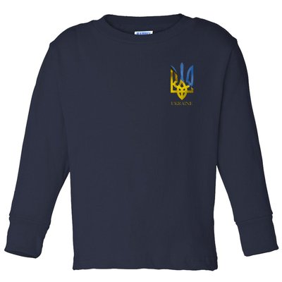 Ukraine Trident I Stand With Ukrainian Pride Support Toddler Long Sleeve Shirt