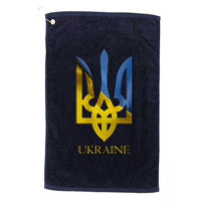 Ukraine Trident I Stand With Ukrainian Pride Support Platinum Collection Golf Towel